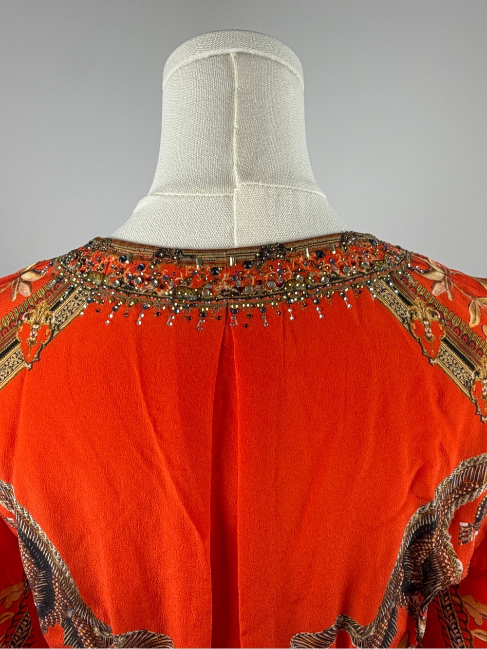 Camilla Orange Red Silk Floral Deep-V Maxi Dress - Picture 5 of 10